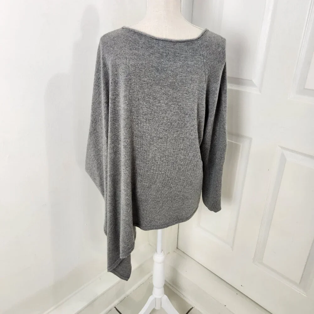 Chico's Light Gray Asymmetric Poncho Sweater